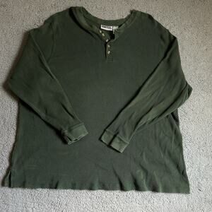 King Size 5XL Outdoor Shirt Green Pull Over Long Sleeve Hiking Camp Workwear